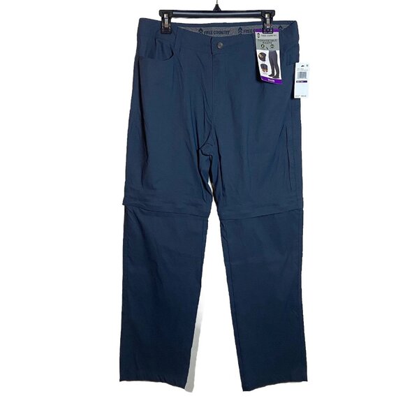 NWT Free Country Men's Nylon Stretch Convertible Pants Shorts Zip Hiking 34x30 - Picture 1 of 7